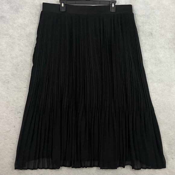 Torrid Pleated Midi Skirt Womens Size 2X Black Lined Elastic Waist Semi Sheer - Picture 7 of 11